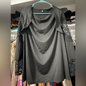 Black Dress with Lace Sleeves